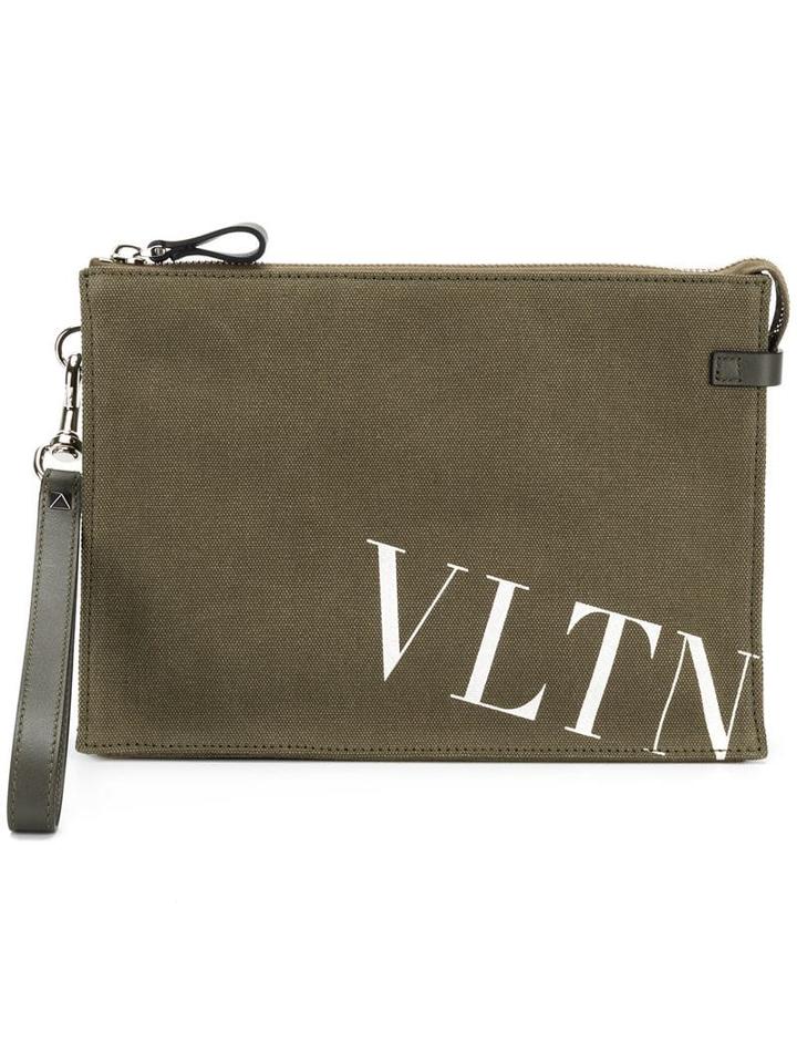 Valentino Valentino Garavani Vltn Logo Clutch Pouch - Green