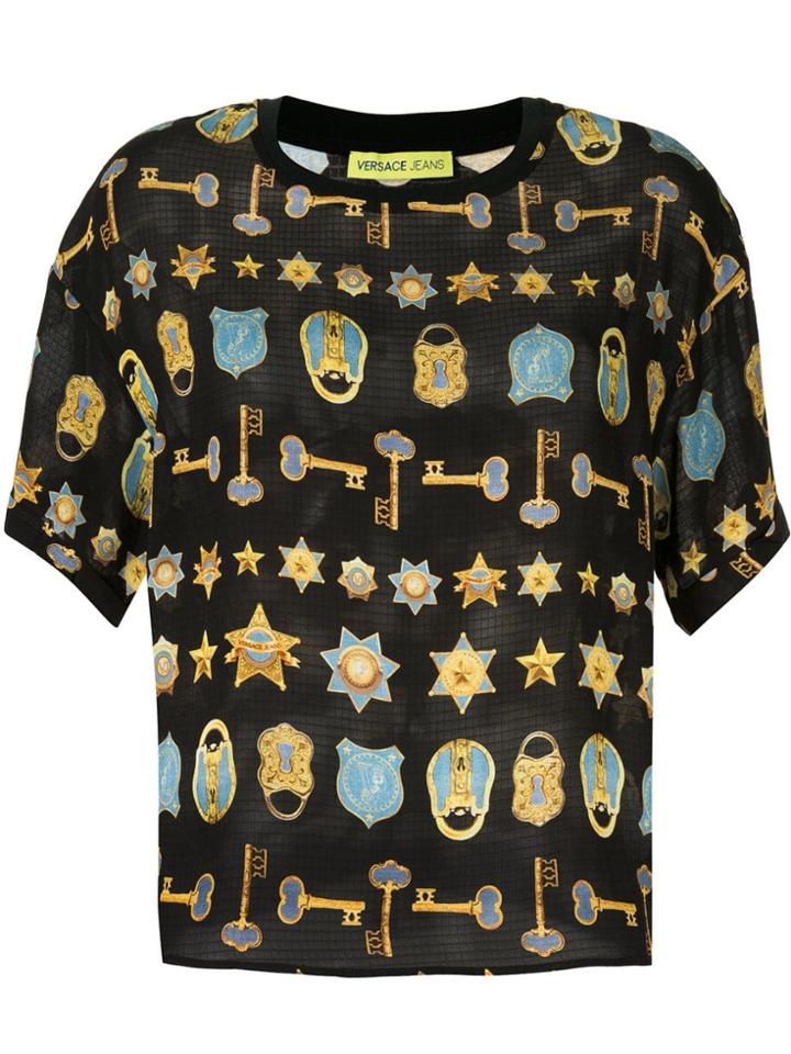 Versace Jeans Padlock And Key Print T-shirt - Blue