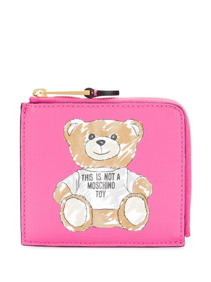 Moschino Small Teddy Print Wallet - Pink