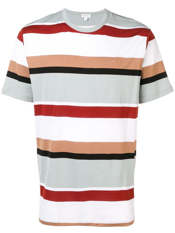 Sunspel Block Stripe T-shirt - White
