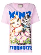 Gucci Kind Strangers Cat Print T-shirt - Pink