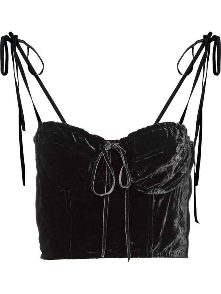 Miu Miu Cropped Velvet Top - Black