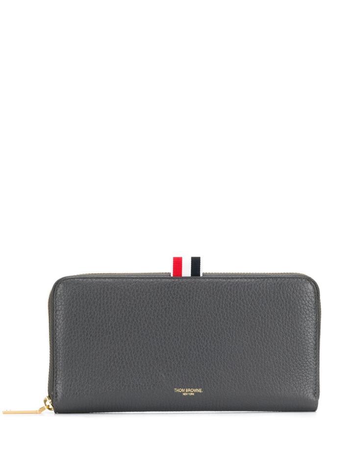 Thom Browne Textured Leather Long-zip Around Purse - Grey