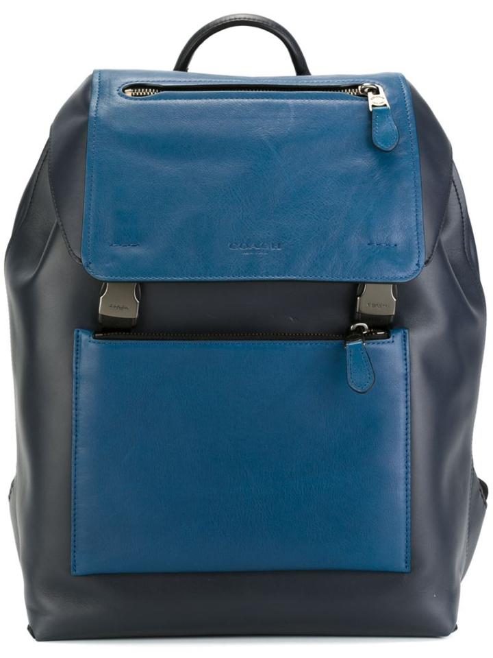 Coach Buckled Backpack, Blue, Calf Leather