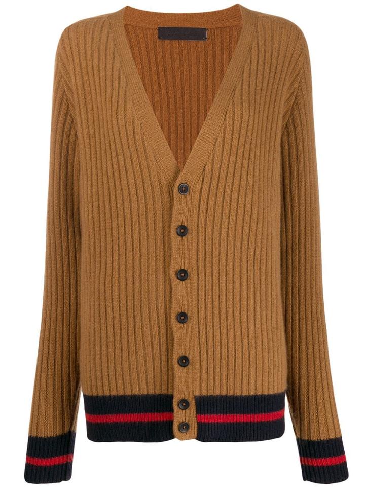 The Elder Statesman Ribbed Cashmere Cardigan - Brown