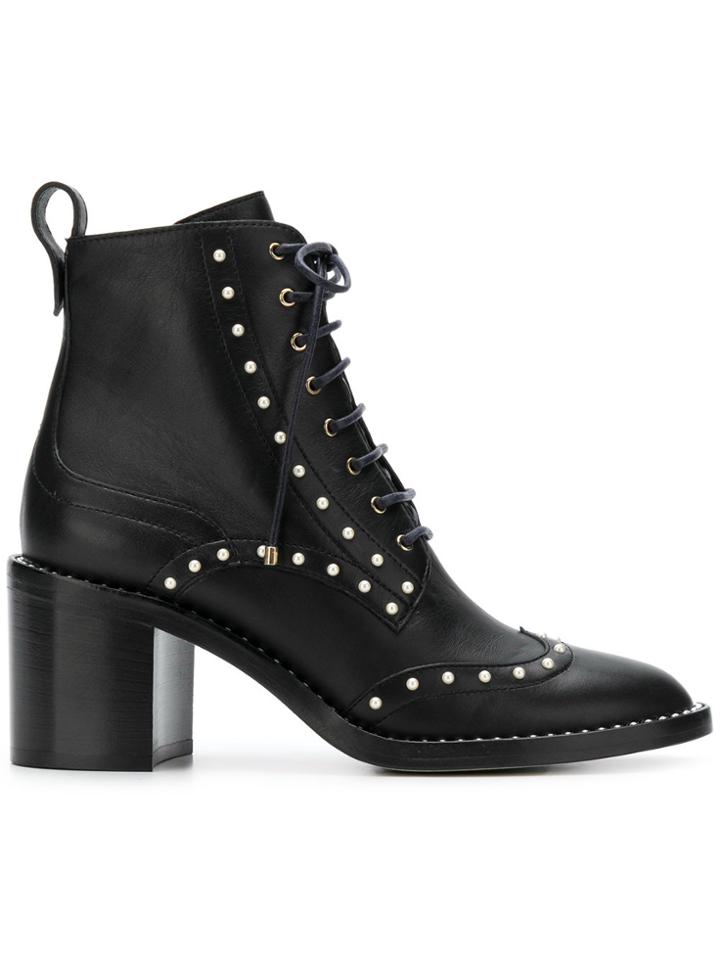 Jimmy Choo Hanah 65 Pearl Embellished Boots - Black