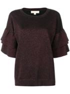 Michael Michael Kors Lurex Ruffle Sleeve Sweater - Black