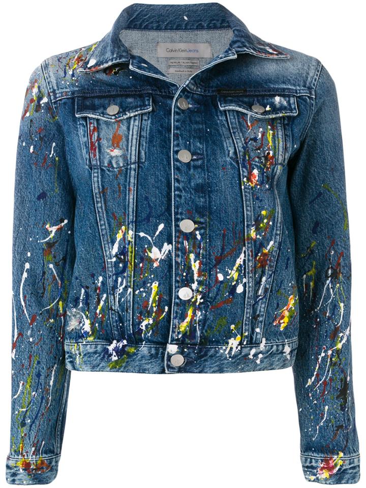 Ck Jeans Paint Splash Denim Jacket - Blue