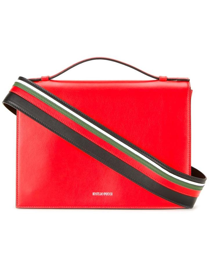Emilio Pucci Striped Shoulder Strap Bag, Women's, Red