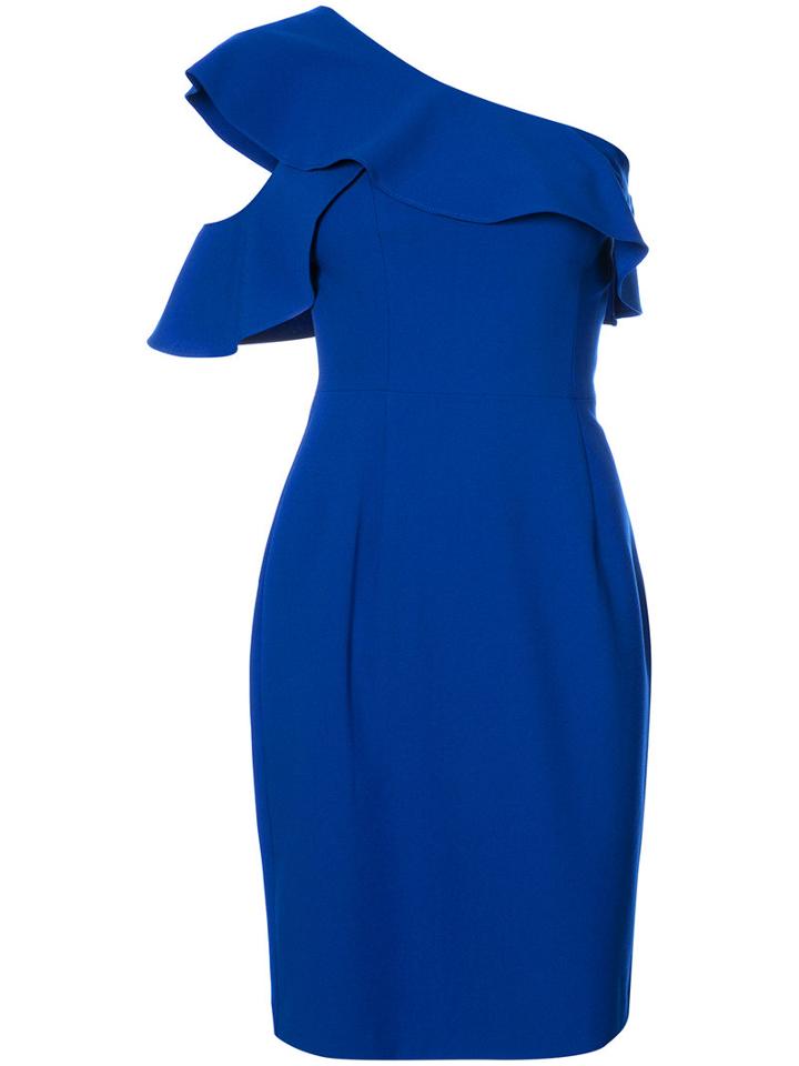 Black Halo - One-shoulder Frill Dress - Women - Polyamide/spandex/elastane/viscose - 6, Blue, Polyamide/spandex/elastane/viscose