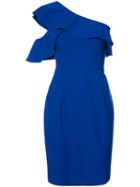 Black Halo - One-shoulder Frill Dress - Women - Polyamide/spandex/elastane/viscose - 6, Blue, Polyamide/spandex/elastane/viscose