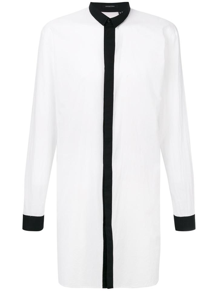 Unconditional Contrast Long Funnel Neck Shirt - White