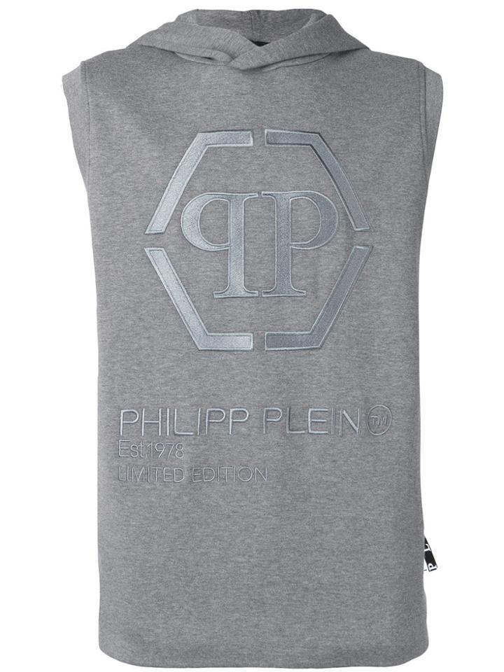 Philipp Plein Statement Sleeveless Hoodie - Grey