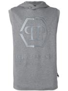 Philipp Plein Statement Sleeveless Hoodie - Grey