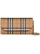 Burberry Vintage Check And Leather Wallet With Detachable Strap -