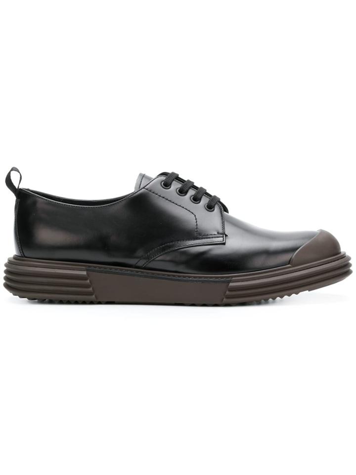 Prada Rubber Sole Lace-up Shoes - Black