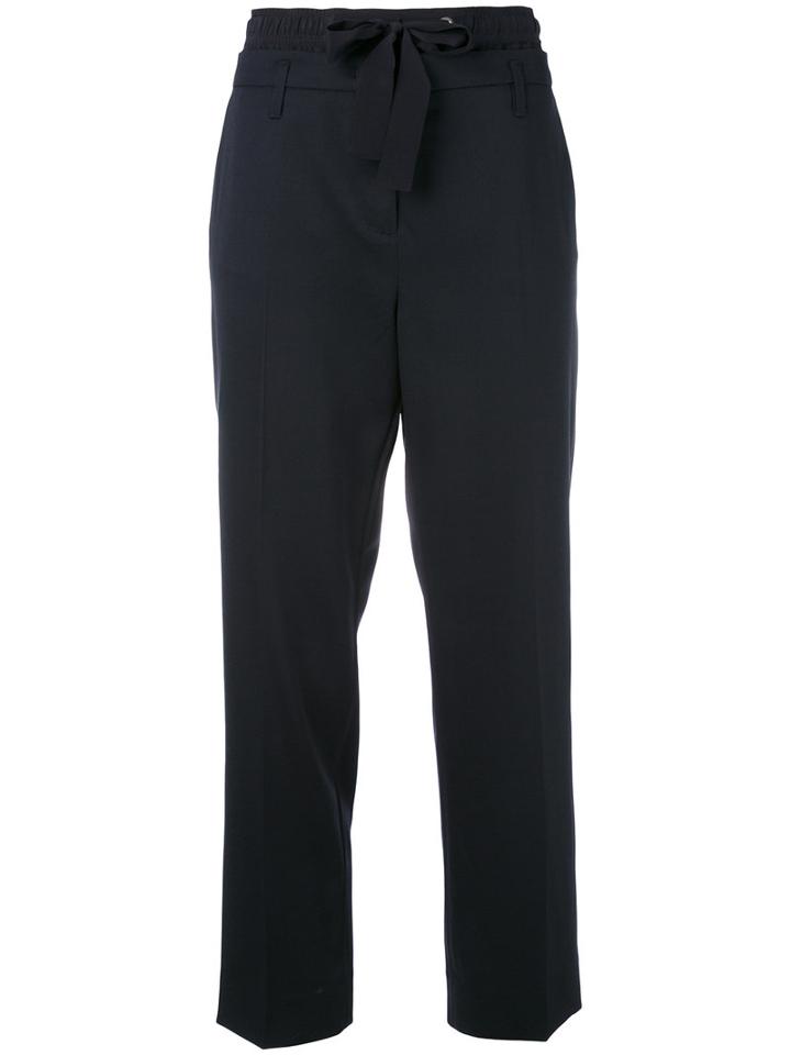 Dorothee Schumacher - Drawstring Cropped Trousers - Women - Silk/spandex/elastane/virgin Wool - 4, Blue, Silk/spandex/elastane/virgin Wool
