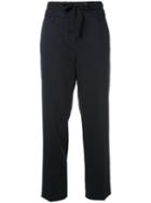 Dorothee Schumacher - Drawstring Cropped Trousers - Women - Silk/spandex/elastane/virgin Wool - 4, Blue, Silk/spandex/elastane/virgin Wool