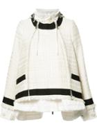 Sacai Drawstring Tweed Jacket, Women's, Size: 2, White, Nylon/cupro/cotton/acrylic