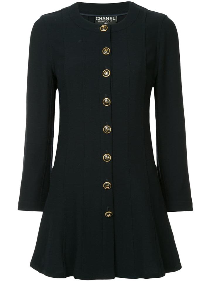 Chanel Vintage Buttoned Long-sleeved Coat - Blue