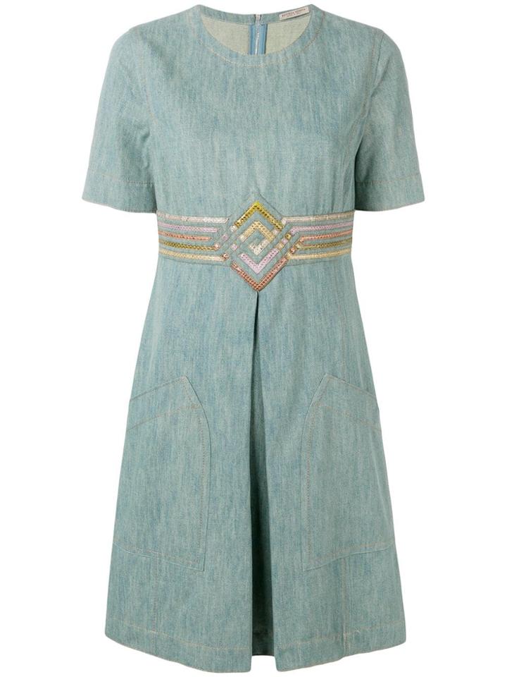 Bottega Veneta Appliqué Detail Dress - Blue