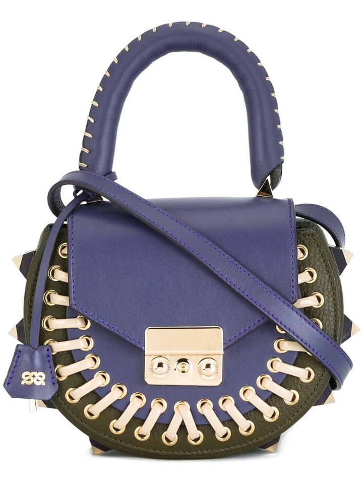 Salar Saddle Tote Bag, Women's, Pink/purple, Calf Leather/polyurethane/polyester/cotton
