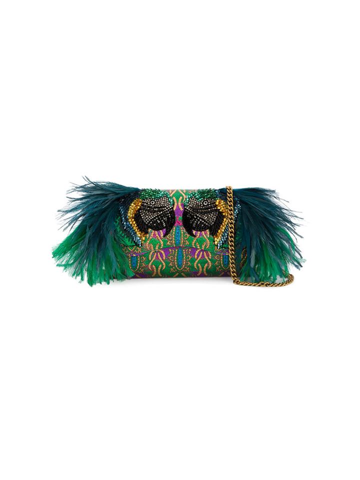 Gucci Small Broadway Evening Bag With Feather Embellishment -
