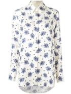 Victoria Victoria Beckham Floral Print Shirt, Women's, Size: 10, White, Silk/cotton/polyester
