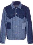 Halfman Contrast Panel Denim Jacket, Men's, Size: Medium, Blue, Cotton