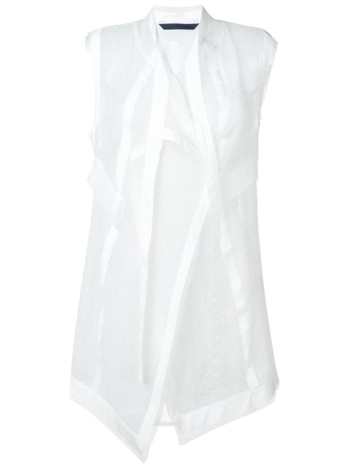 Demoo Parkchoonmoo Long Tie-belt Gilet, Women's, Size: 40, White, Polyester/cotton