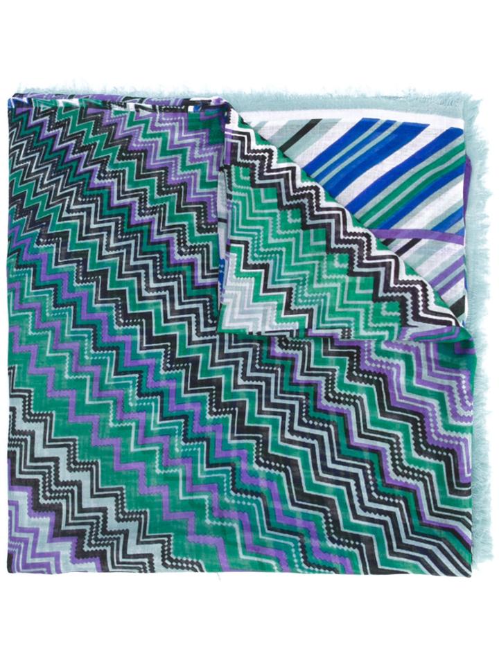 Missoni Zig Zag Print Scarf - Green