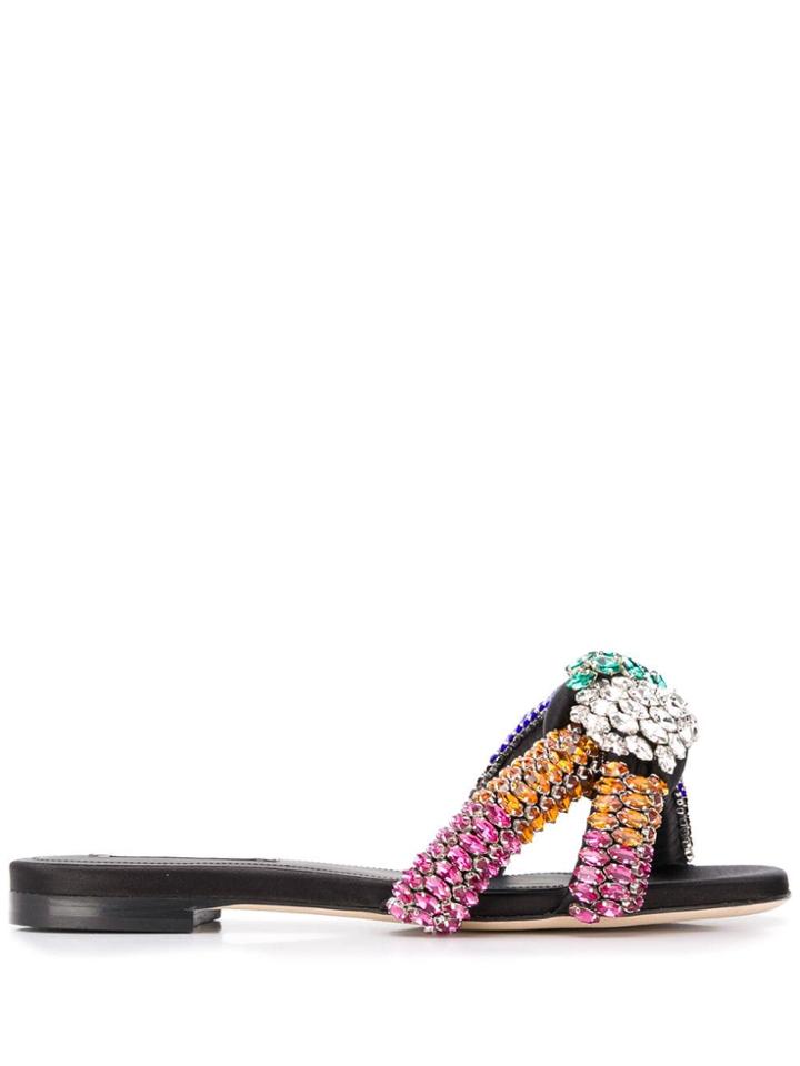 Marco De Vincenzo Embellished Slip-on Sandals - Black