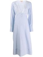 Ermanno Scervino Embroidered Striped Dress - Blue