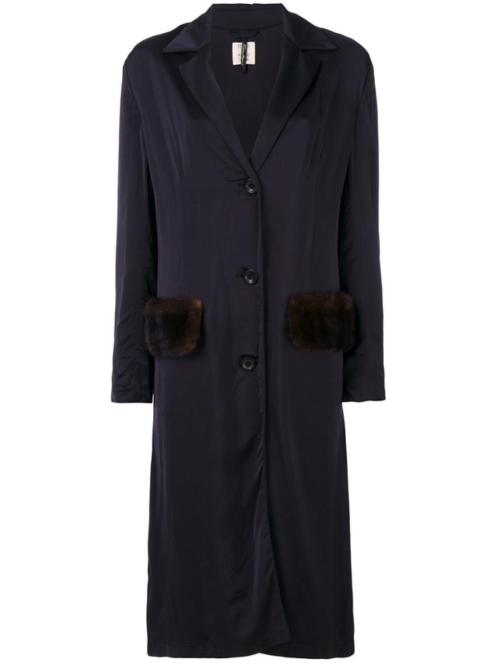 Santoni Santoni Edited By Marco Zanini Fur Detail Coat - Blue
