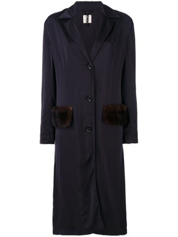Santoni Santoni Edited By Marco Zanini Fur Detail Coat - Blue