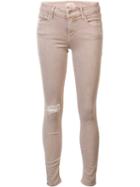 Mother Distressed Skinny Jeans, Women's, Size: 27, Nude/neutrals, Cotton/polyester/spandex/elastane