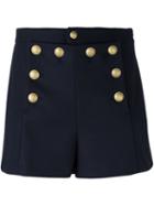 Red Valentino Buttoned Shorts, Women's, Size: 42, Blue, Polyamide/polyester/acetate/wool