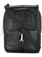 Chanel Vintage Snake Embossed Sports Line Cc Messenger - Black