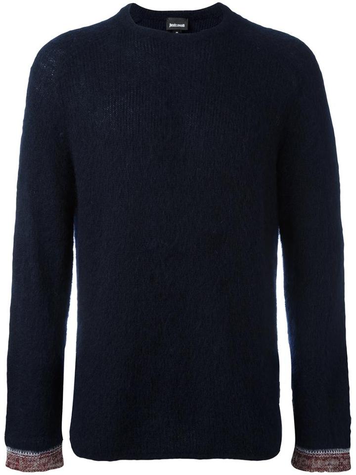 Just Cavalli Fine Knit Jumper, Men's, Size: Small, Blue, Mohair/wool/polyamide/acetate