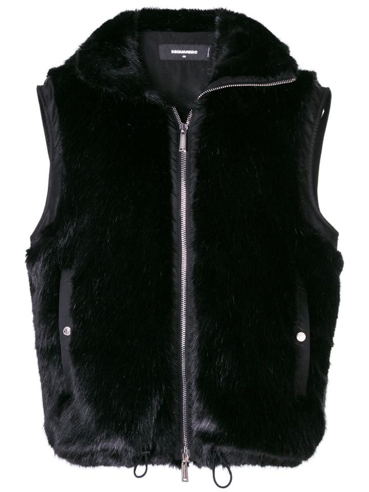 Dsquared2 Zipped Fur Vest - Black