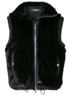 Dsquared2 Zipped Fur Vest - Black