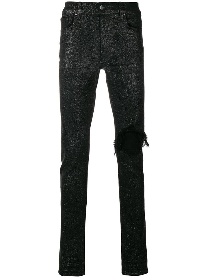 Amiri Ripped Knee Glitter Jeans - Black