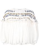 Mes Demoiselles Embroidered Flared Blouse - White