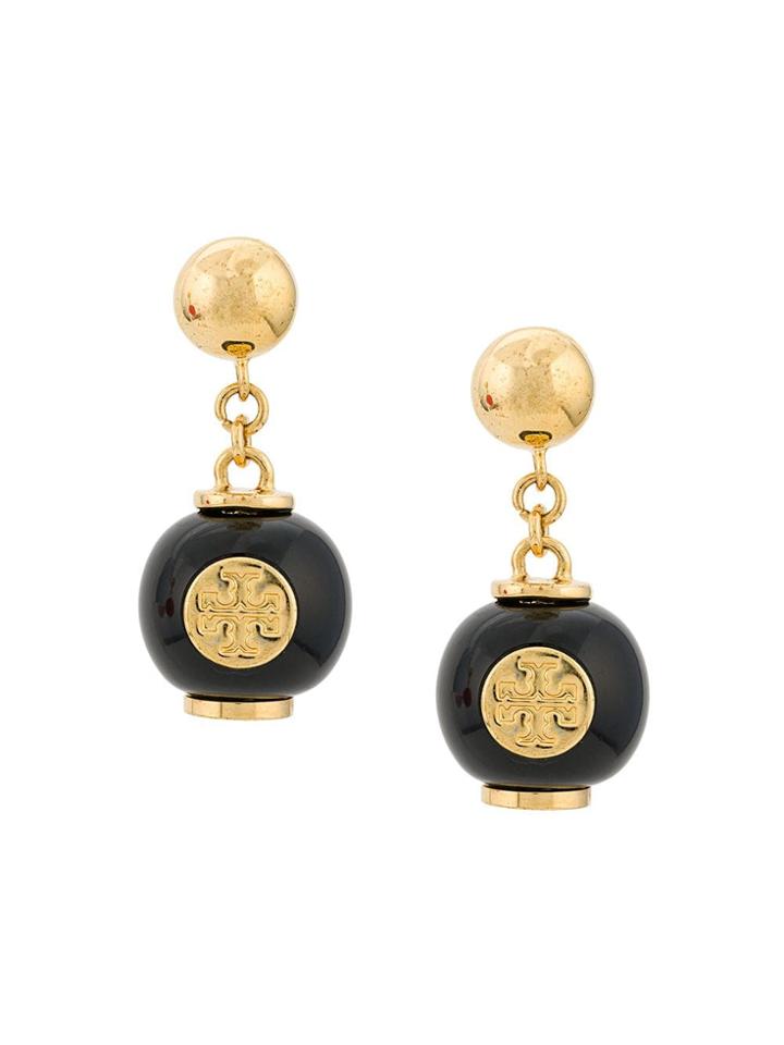 Tory Burch Logo Bead Earrings - Black