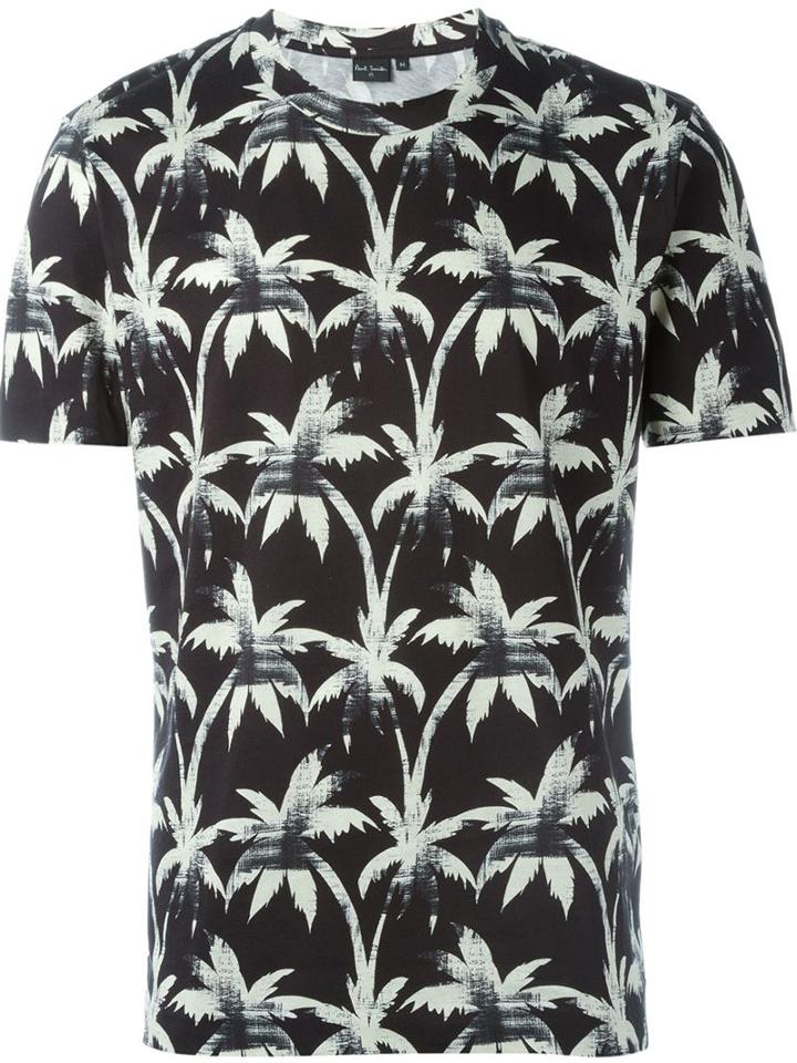 Ps Paul Smith Palm Tree Print T-shirt, Men's, Size: S, Black, Cotton