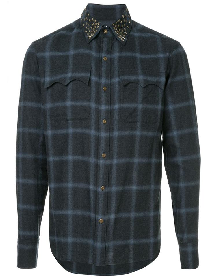 Kolor Studded Collar Checked Shirt - Blue