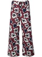 's Max Mara Floral Print Cropped Trousers - Red