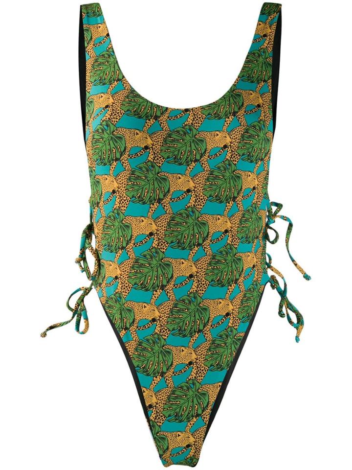 Reina Olga Jungle Fever High-leg Swimsuit - Blue
