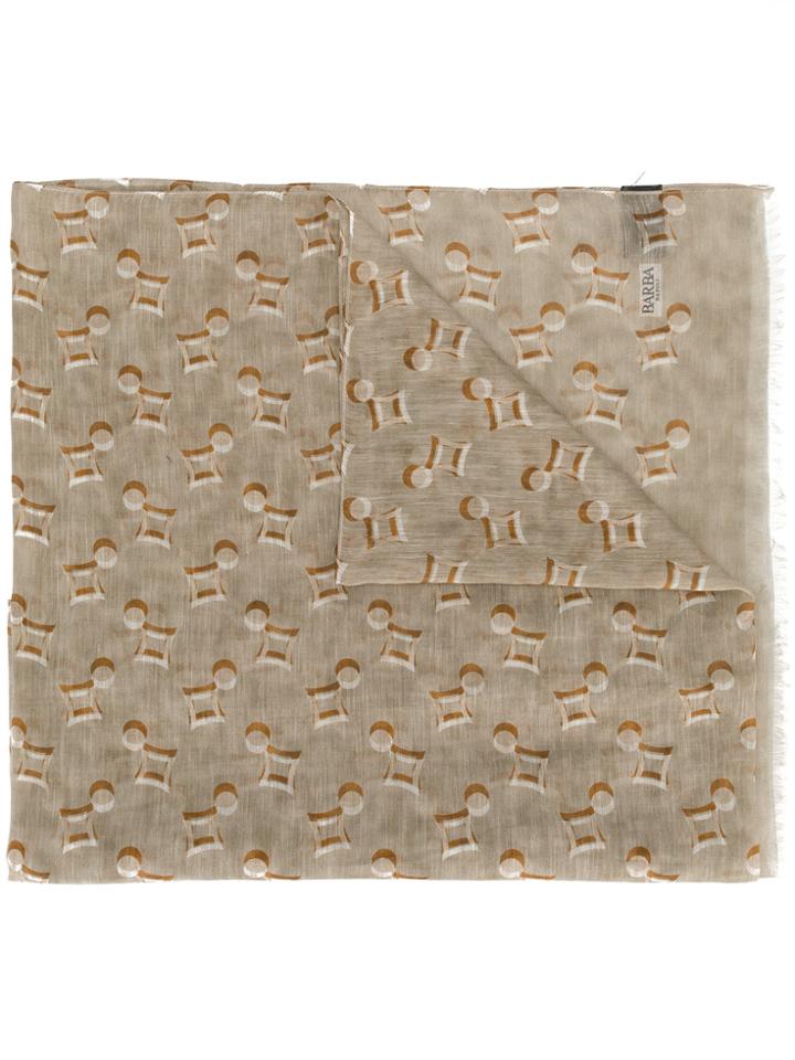 Barba Frayed Print Scarf - Nude & Neutrals
