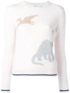 Coach Dinosaur Intarsia Jumper, Women's, Size: Medium, Pink/purple, Cashmere